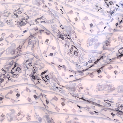 POLY CHIFFON BLUE GEOMATRIC PRINT FABRIC