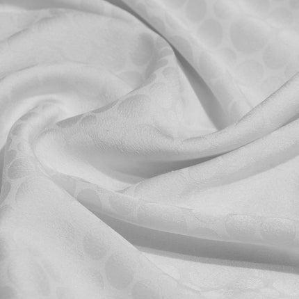 SATIN CIRCLE JACQUARD FABRIC WHITE COLOR