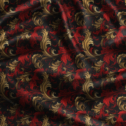 Limited Edition Gold Baroque Swirl uSoft Satin Printed Fabric