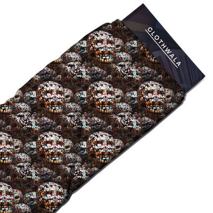 Trendsetting Pebble Abstract in 3D Sphere Skull Soft Crepe Printed Fabric