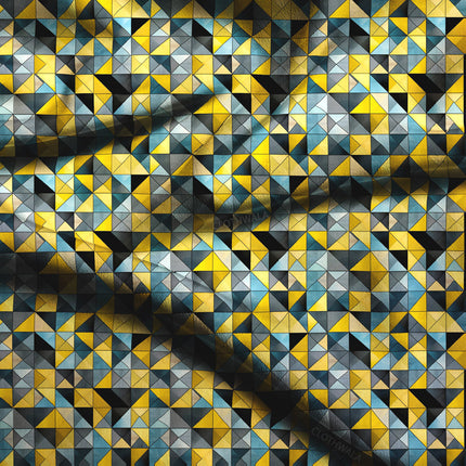 Premium Cubist Abstract - Modernist Mosaic Sunbeam Soft Crepe Printed Fabric
