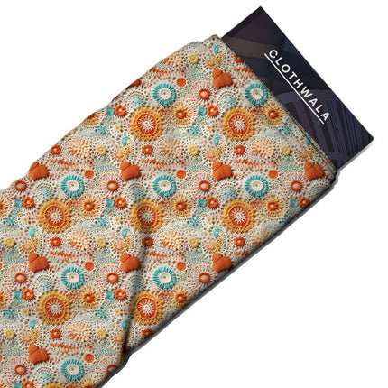 Hotpick Coral Aquatic - Bohemian Chic Reef Mandala Soft Crepe Printed Fabric
