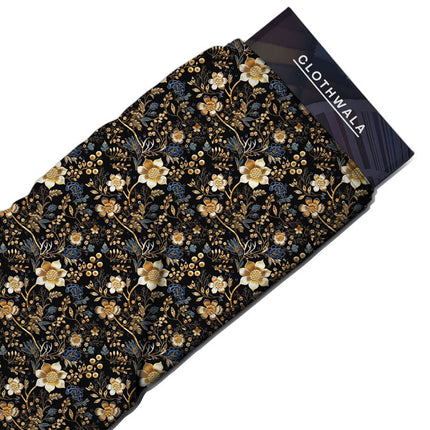 Limited Edition Midnight Floral Floriade Soft Crepe Printed Fabric