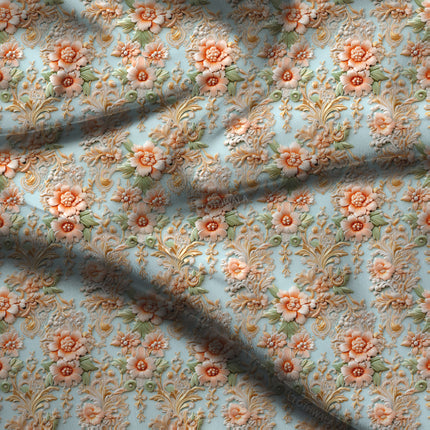 Luxury Blossom Floral Baroque Elegance Soft Crepe Printed Fabric