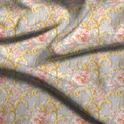 Luxury Rococo Vintage Romance Soft Crepe Printed Fabric