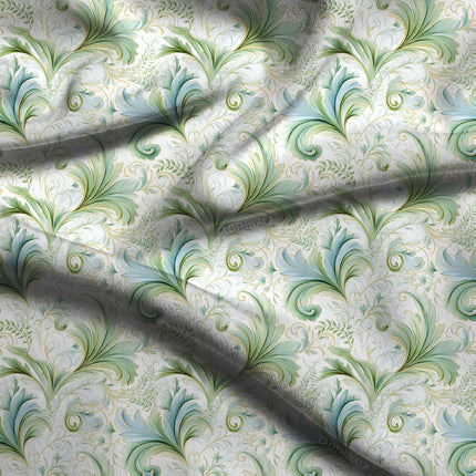 Trendy Renaissance Baroque Sophistication Flourish Soft Crepe Printed Fabric
