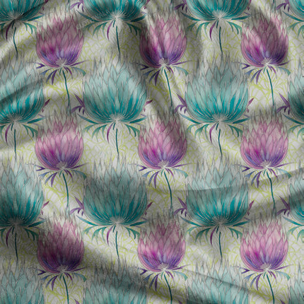 Premium Protea Floral Elegance uSoft Satin Printed Fabric