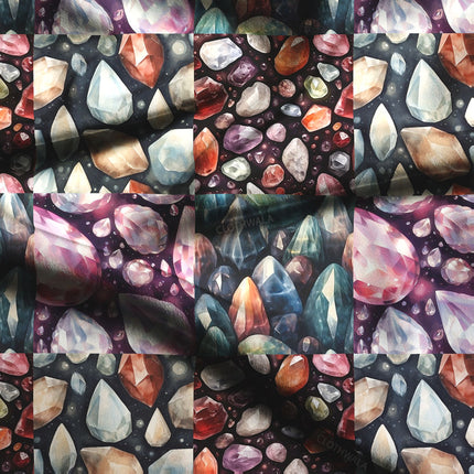 Latest Gemstone Luxury - Jewel-toned Elegance Mosaic Majesty Soft Crepe Printed Fabric