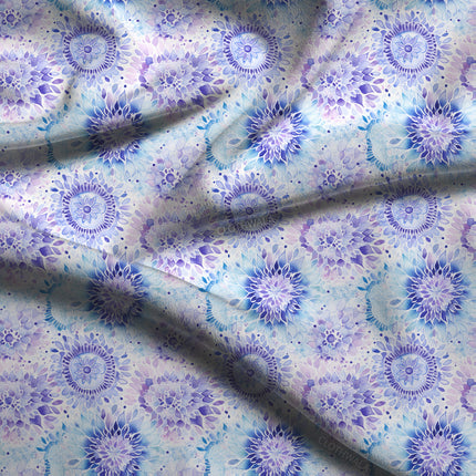 Luxury Floral Lilac Frost Soft Crepe Printed Fabric