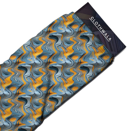 Exclusive Marbled Abstract Magma Flow Soft Crepe Printed Fabric