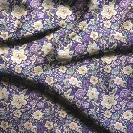 Latest Vintage Floral Petal Soft Crepe Printed Fabric