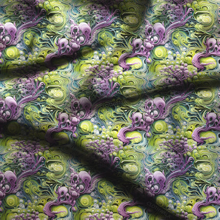 Innovative Nature-inspired Sea Anemone Swirls Soft Crepe Printed Fabric
