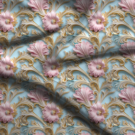 Trendy Blush Floral Swirl Soft Crepe Printed Fabric