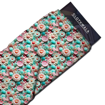 Luxury Candy Playful Patterns Bloom uSoft Satin Printed Fabric