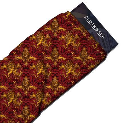 Latest Crimson Baroque - Aristocratic Splendor Mane Elegance Soft Crepe Printed Fabric