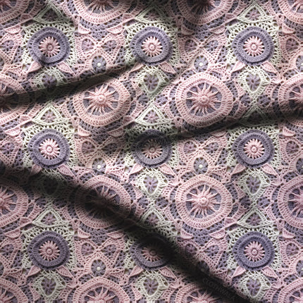 Hotpick Medallion Lace Crotchet Soft Crepe Printed Fabric