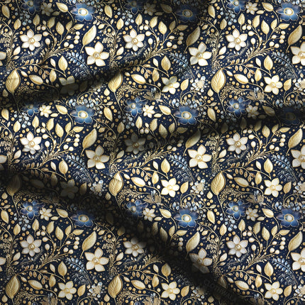 Exclusive Midnight Floral Blossom Symphony Soft Crepe Printed Fabric