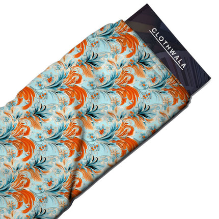Bestseller Tangerine Rococo Breeze Soft Crepe Printed Fabric