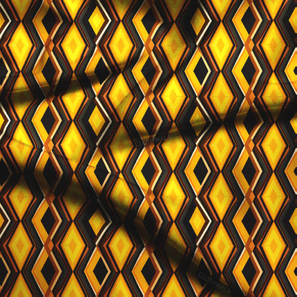 Premium Geometric Abstract - Modern Opulence Gold Rush Soft Crepe Printed Fabric