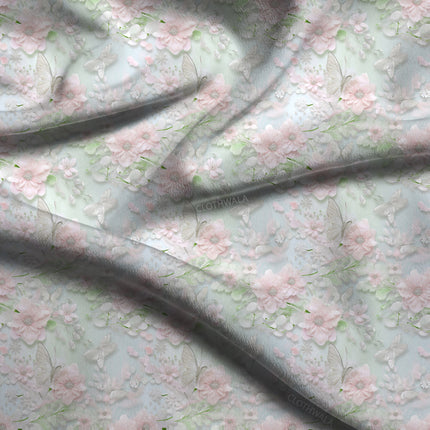 Trendy Midnight Enchanted Botanicals Flora Whispers Soft Crepe Printed Fabric