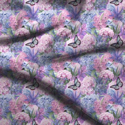 Luxury Hydrangea Botanical Bliss Harmony Soft Crepe Printed Fabric