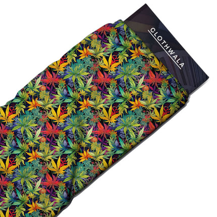 Exclusive Psychedelic Nature-Inspired. Tropical Canopy Soft Crepe Printed Fabric