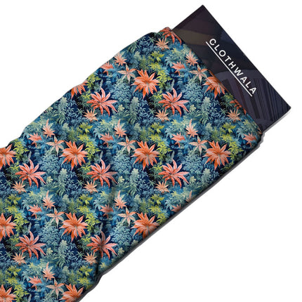 Exclusive Midnight Floral Botanicals Soft Crepe Printed Fabric