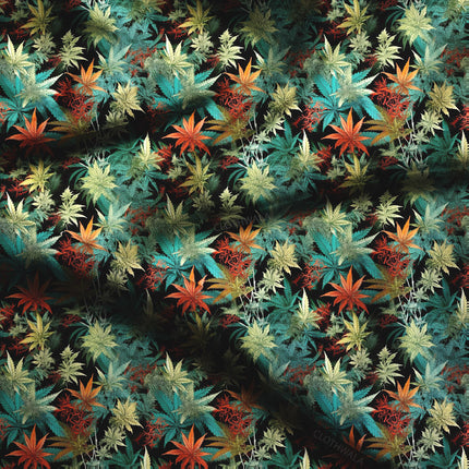 Exclusive Psychedelic Nature-Inspired. Autumn Fantasy Flower Soft Crepe Printed Fabric