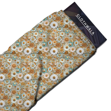 Hotpick Daisy Botanical - Pastoral Chic Mosaic Harmony Soft Crepe Printed Fabric