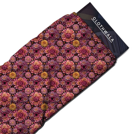 Exclusive Mums Floral of Dusk Soft Crepe Printed Fabric