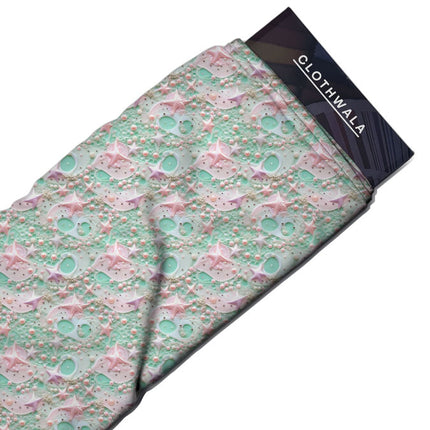 Exclusive Mermaid Nature Lagoon Soft Crepe Printed Fabric