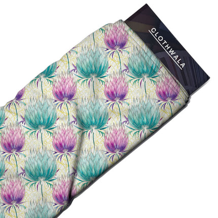Premium Protea Floral Elegance uSoft Satin Printed Fabric