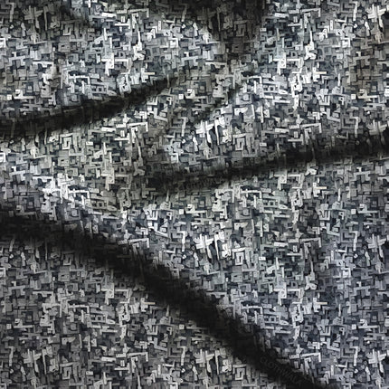 Trendsetting Monochrome Geometric Matrix Soft Crepe Printed Fabric